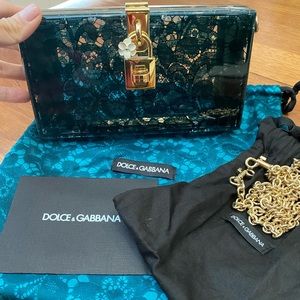 Dolce and gabbana green Plexiglass Taormina Lace Bag